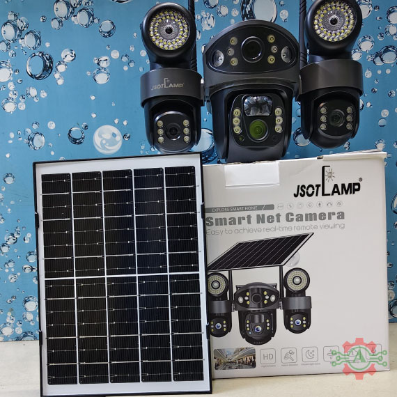 Triple Lens 4G PTZ Solar CCTV Camera with Three Screens