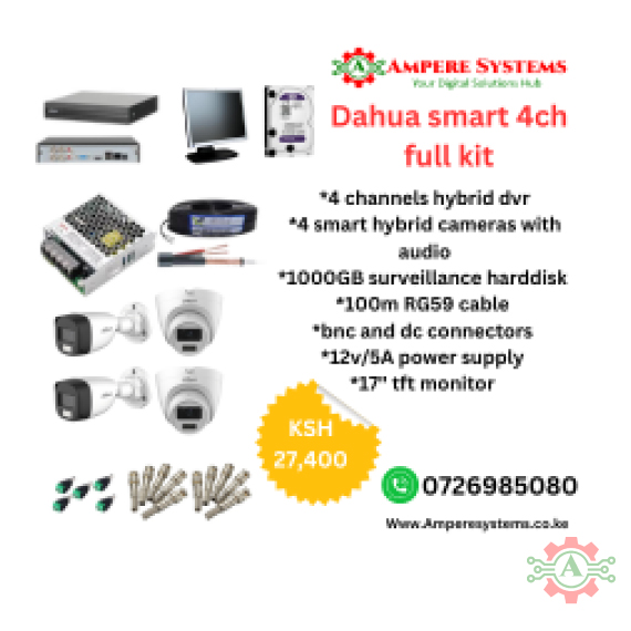Dahua 4 Channel Smart Hybrid CCTV Kit Dahua 4 Channel Smart Hybrid CCTV Kit