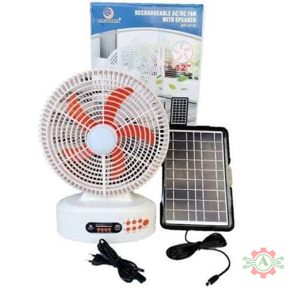 Easy Power EP-312 Rechargeable AC DC Fan With Speaker And Solar Panel