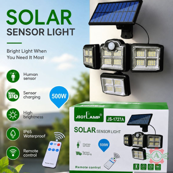 JSOTLamp 500Watts Four Head Solar Sensor Light